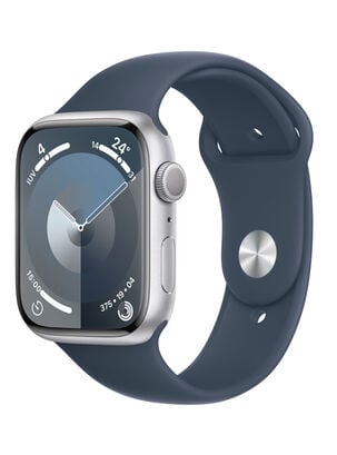 Apple Watch Series 9 GPS 45mm Caja Aluminio Color Plata y Correa Deportiva Azul Talla S/M,,hi-res