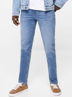 Jeans Slim Ligero Lavado Medio,Azul,hi-res