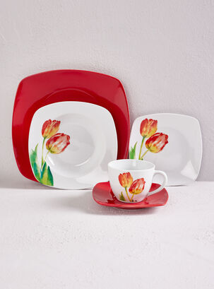 Corona - Juego de vajilla de 16 piezas, platos y tazas, juegos de cerámica  para 4, aptos para microondas y lavavajillas, bonito diseño de pájaros y