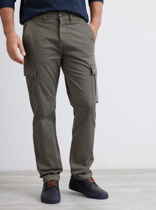 Pantalón Regular Fit Tiro Medio Corte Chino,Verde,hi-res