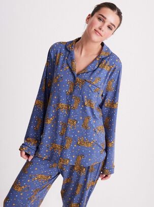 Pijama Largo Camisero Ful Print,Diseño 1,hi-res