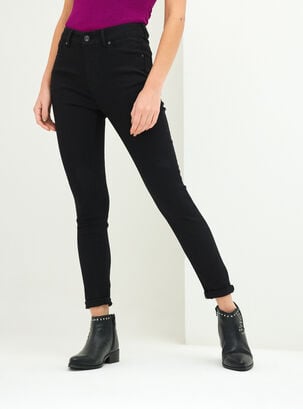 Jeans Básico Skinny Tiro Alto ,Negro,hi-res