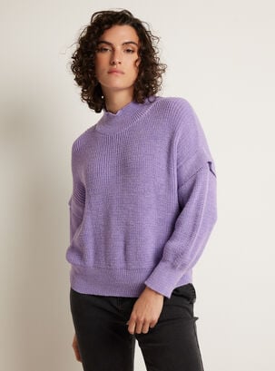 Sweater con Alpaca y Detalle En Hombro,Morado Claro,hi-res