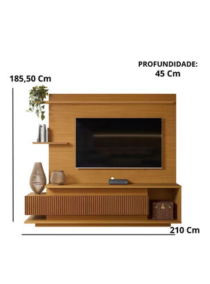 Mueble para TV con estantes abiertos de eco madera y marco de acero