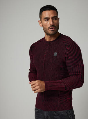 Sweater Multi Punto Lavado Bicolor,Rojo,hi-res