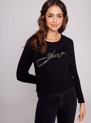 Sweater Gráfica Strass,Negro,hi-res