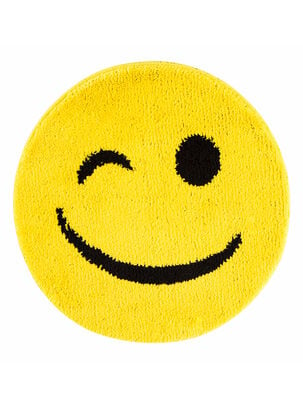Alfombra Infantil 67 x 67 cm Emoji Guiño Amarillo,,hi-res