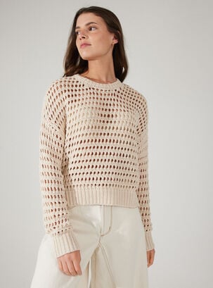 Sweater Jacquard Sólido,Natural,hi-res