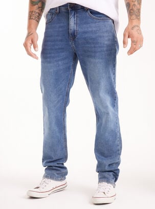 Jeans Tiro Medio Lavado Slim Fit Tejido,Azul,hi-res