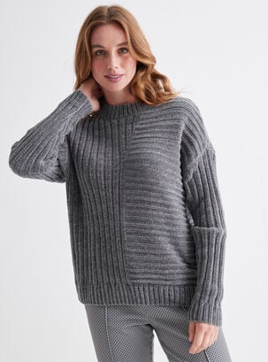 Sweater Holgado Textura,Gris,hi-res