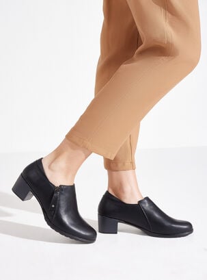 Zapato Casual con Taco y Detalle de Elástico Mujer,Negro,hi-res