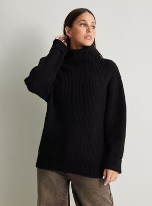 Sweater Oversize Cuello Beattle,Negro,hi-res