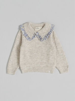 Sweater Cuello Bebé Con Aplicación Estampada,Natural,hi-res