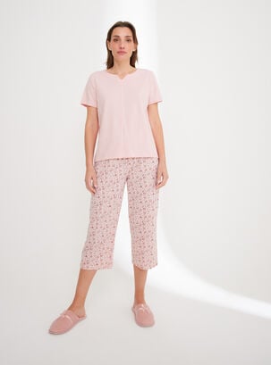 Pijama Cuello V con Detalle y Pantalón,Diseño 2,hi-res