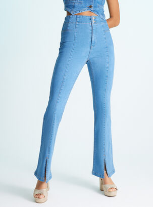 Jeans Skinny Ajustado Detalle Abertura,Azul,hi-res