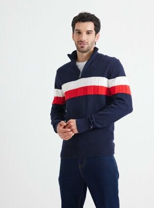 Sweater Tricolor Rayas,Azul Oscuro,hi-res