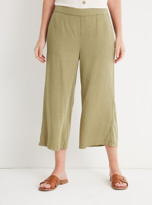Pantalón Wide Leg Crop Look Jeans,Verde Claro,hi-res