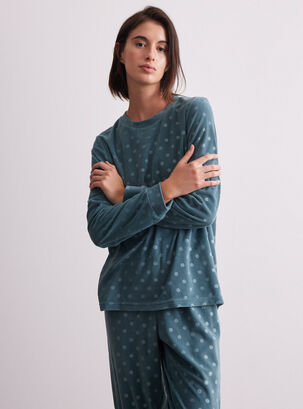 Pijama Largo Embossed Tela Velour,Diseño 1,hi-res