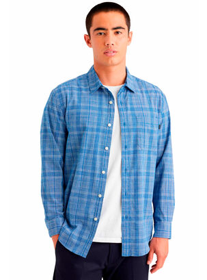 Camisa ML Casual Print Cuadros,Azul,hi-res