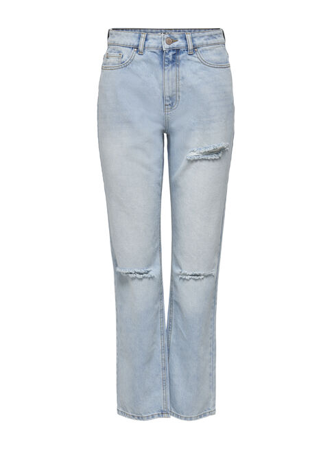 Jeans Straight con Roturas,Azul,hi-res