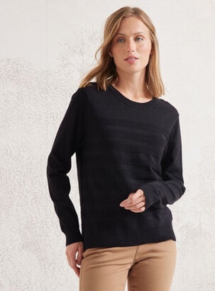 Sweater Con Brillo Y Líneas En Relieve,Negro,hi-res