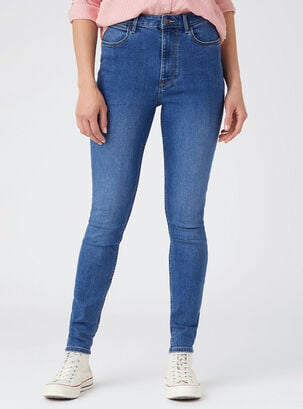 Jeans Skinny Fit Tiro Alto,Azul,hi-res