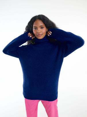 Sweater Oversize Cuello Beatle,Azul Flúor,hi-res