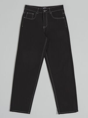 Jeans Con Costuras En Contraste,Negro,hi-res