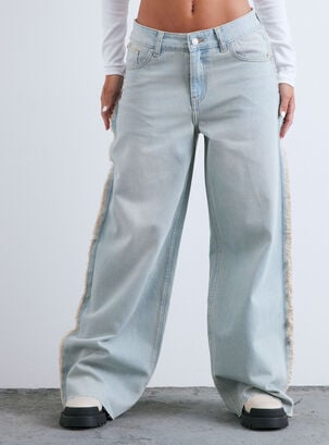 Jeans Con Terminación de Flecos en Costado,Celeste,hi-res