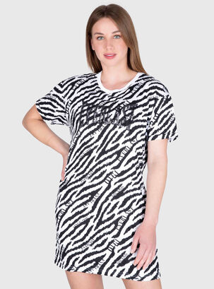 Polera Zebra Tipo Vestido,Negro,hi-res