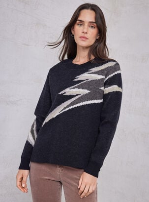 Sweater Con Diseño Metalizado,Negro,hi-res
