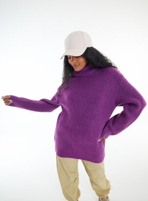 Sweater Oversize Cuello Beatle,Morado Flúor,hi-res