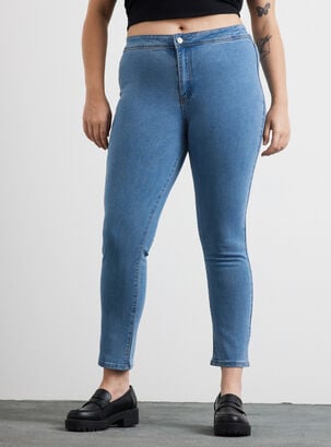 Jeans Tipo Leggins Tiro Medio,Azul,hi-res