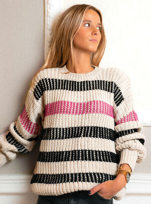 Sweater Color Block Ecru,Diseño 1,hi-res