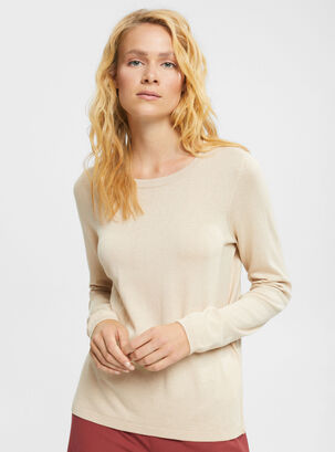 Sweater Liso Casual,Beige,hi-res