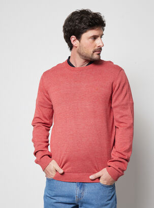 Sweater Cuello Redondo Moda,Rojo,hi-res