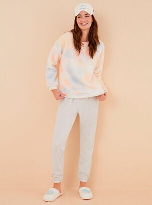 Pijama Largo Corderito Y Polar Multicolor,Diseño 10,hi-res
