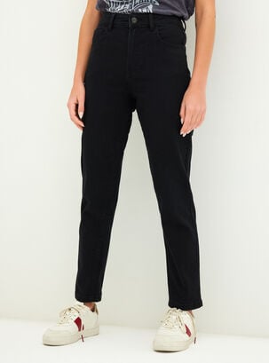 Jeans Básico Regular Tiro Alto,Negro,hi-res