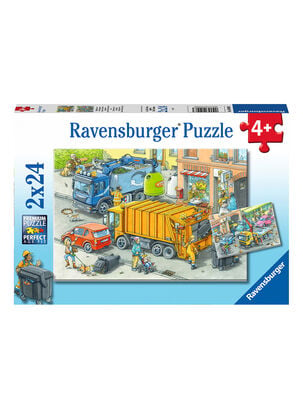 Ravensburger Puzzle Camiones y Grúas 2x24 Caramba,,hi-res
