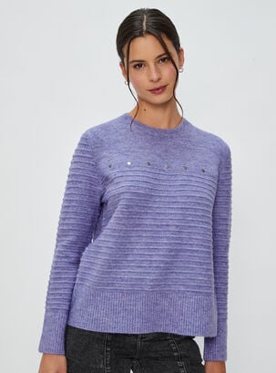 Sweater Tejido Melange Tachas Bleu,Morado,hi-res