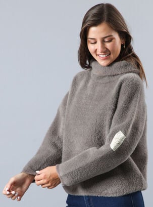 Sweater Peludo Cuello Alto,Marengo,hi-res