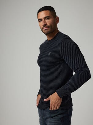 Sweater Punto Textura Líneas Lavado,Negro,hi-res