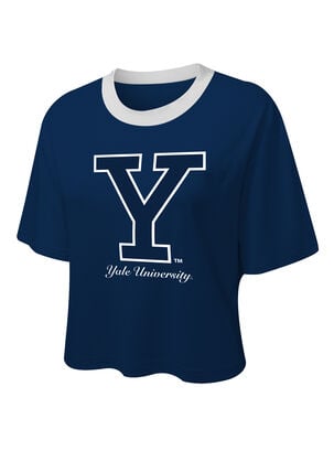 Crop Top Estilo Preppy-Mascot Yale,Azul Marino,hi-res
