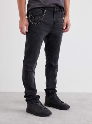 Jeans Grunge Skinny Fit,Negro,hi-res