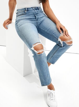 Mom American Eagle Jeans Ripped,Azul,hi-res