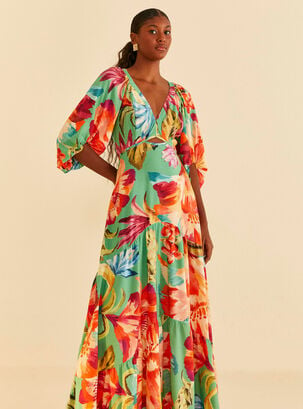 Vestido Estampado Tropical Con Mangas,Diseño 1,hi-res