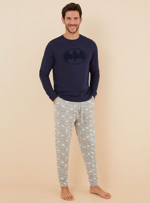 Pijama Largo Batman Algodón,Azul,hi-res