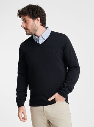 Sweater Bassic Cuello V,Negro,hi-res