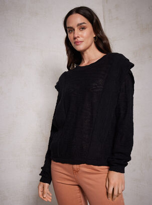 Sweater Texturizado Con Detalle De Pieza Vertical,Negro,hi-res