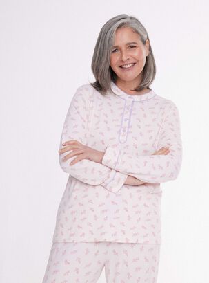 Pijama Largo Full Print Piping Cuello,Diseño 1,hi-res